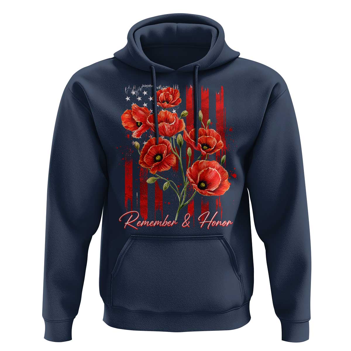 Remember And Honor Memorial Day Hoodie Red Poppy Flowers