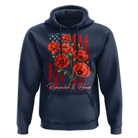 Remember And Honor Memorial Day Hoodie Red Poppy Flowers