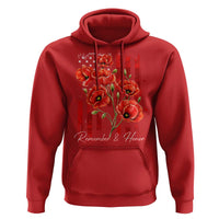 Remember And Honor Memorial Day Hoodie Red Poppy Flowers