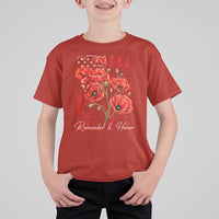 Remember And Honor Memorial Day T Shirt For Kid Red Poppy Flowers