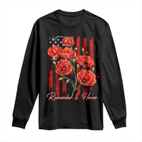 Remember And Honor Memorial Day Long Sleeve Shirt Red Poppy Flowers
