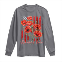Remember And Honor Memorial Day Long Sleeve Shirt Red Poppy Flowers