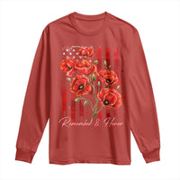 Remember And Honor Memorial Day Long Sleeve Shirt Red Poppy Flowers