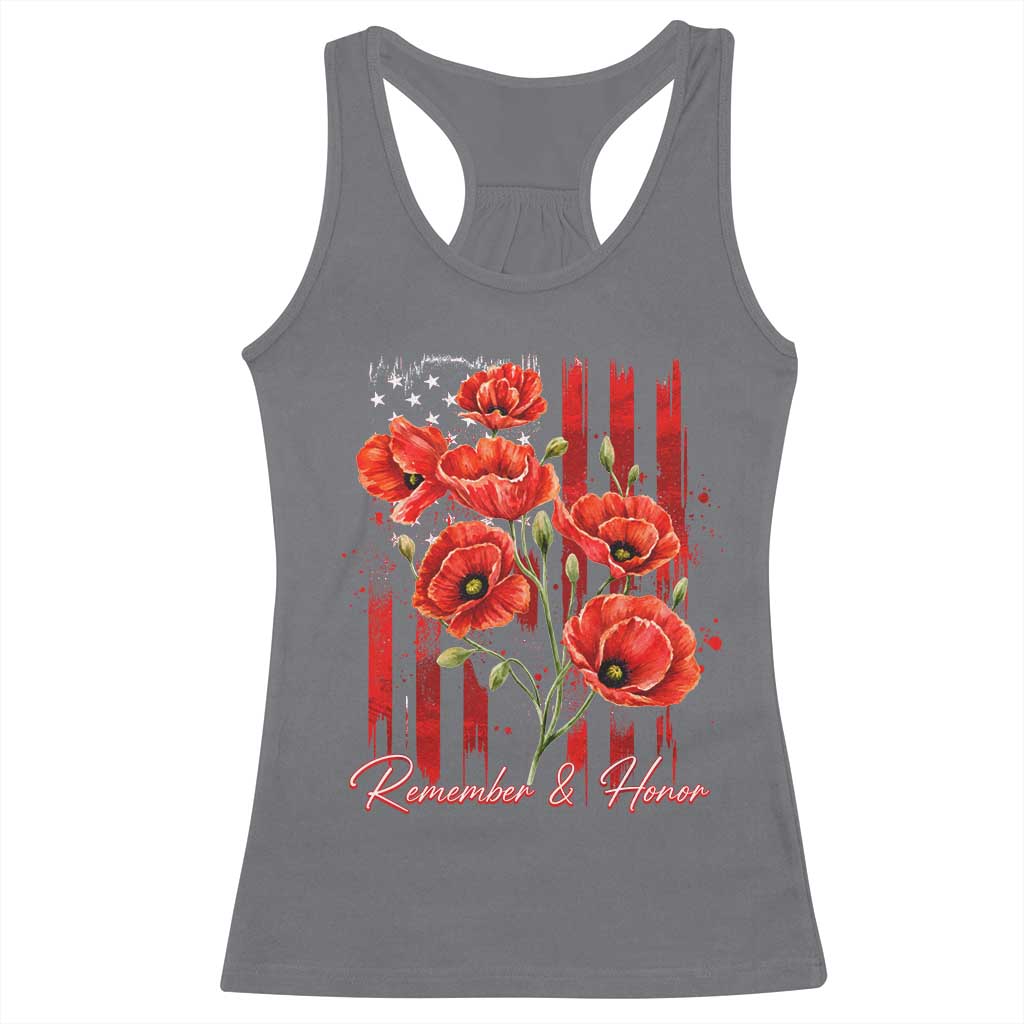 Remember And Honor Memorial Day Racerback Tank Top Red Poppy Flowers