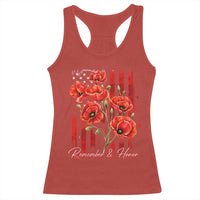 Remember And Honor Memorial Day Racerback Tank Top Red Poppy Flowers