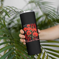 Remember And Honor Memorial Day Skinny Tumbler Red Poppy Flowers