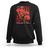 Remember And Honor Memorial Day Sweatshirt Red Poppy Flowers
