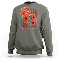 Remember And Honor Memorial Day Sweatshirt Red Poppy Flowers