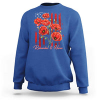 Remember And Honor Memorial Day Sweatshirt Red Poppy Flowers
