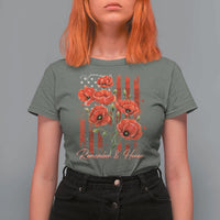 Remember And Honor Memorial Day T Shirt For Women Red Poppy Flowers