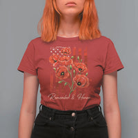 Remember And Honor Memorial Day T Shirt For Women Red Poppy Flowers