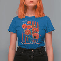 Remember And Honor Memorial Day T Shirt For Women Red Poppy Flowers