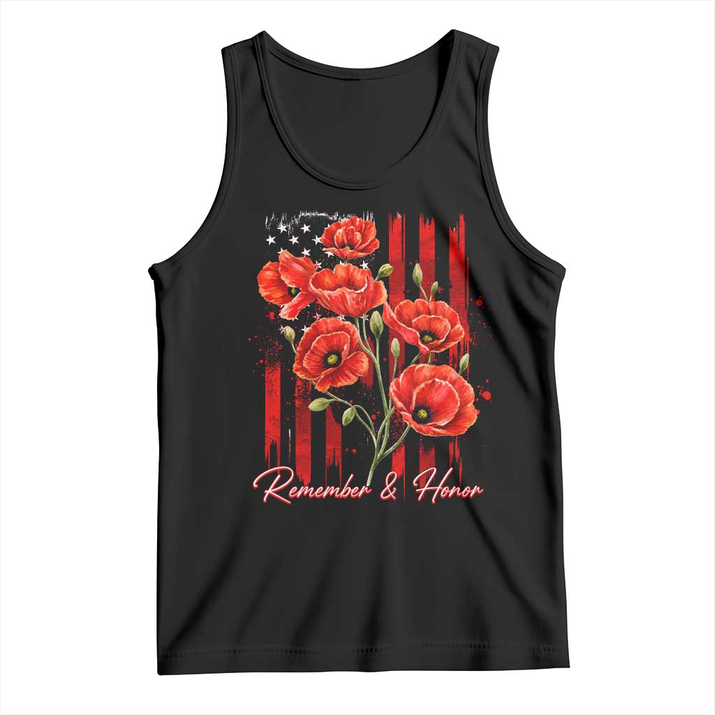 Remember And Honor Memorial Day Tank Top Red Poppy Flowers