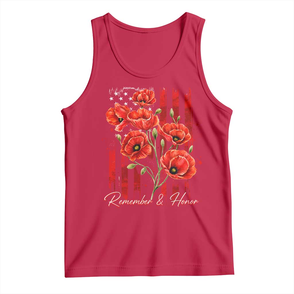 Remember And Honor Memorial Day Tank Top Red Poppy Flowers