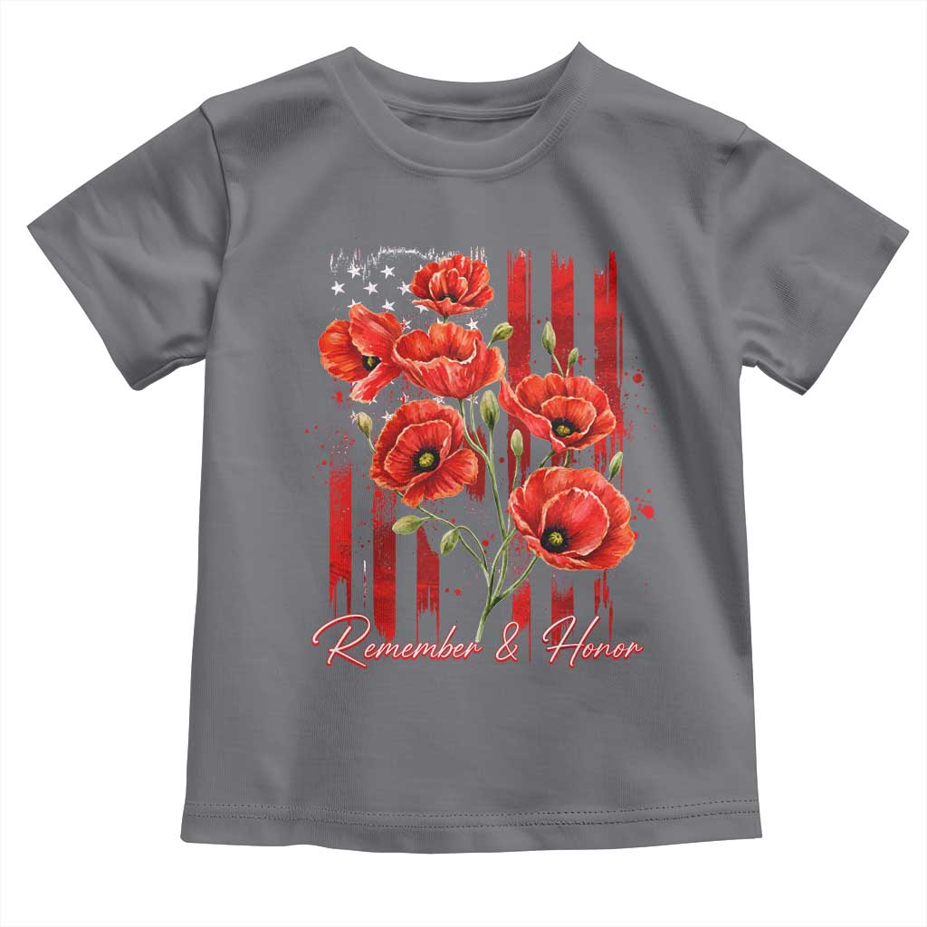 Remember And Honor Memorial Day Toddler T Shirt Red Poppy Flowers