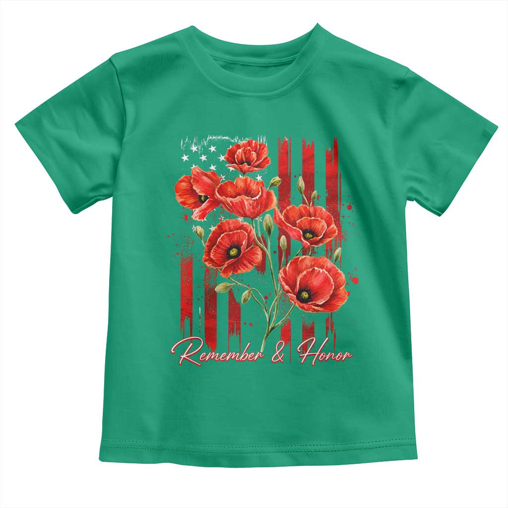 Remember And Honor Memorial Day Toddler T Shirt Red Poppy Flowers