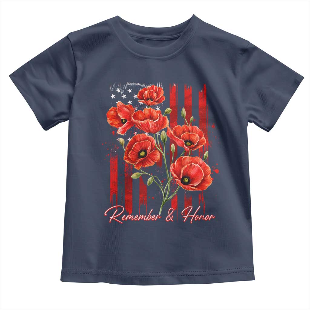 Remember And Honor Memorial Day Toddler T Shirt Red Poppy Flowers