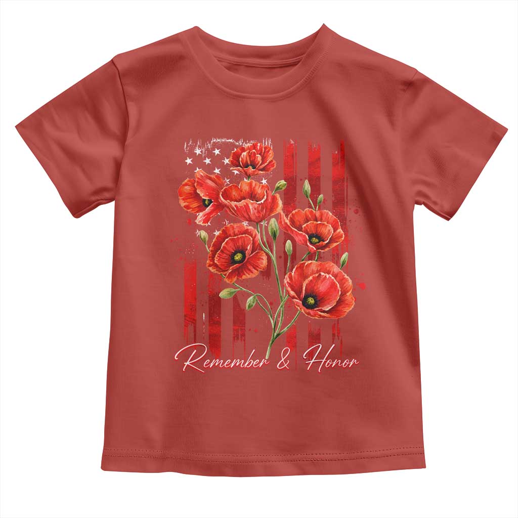 Remember And Honor Memorial Day Toddler T Shirt Red Poppy Flowers