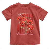Remember And Honor Memorial Day Toddler T Shirt Red Poppy Flowers
