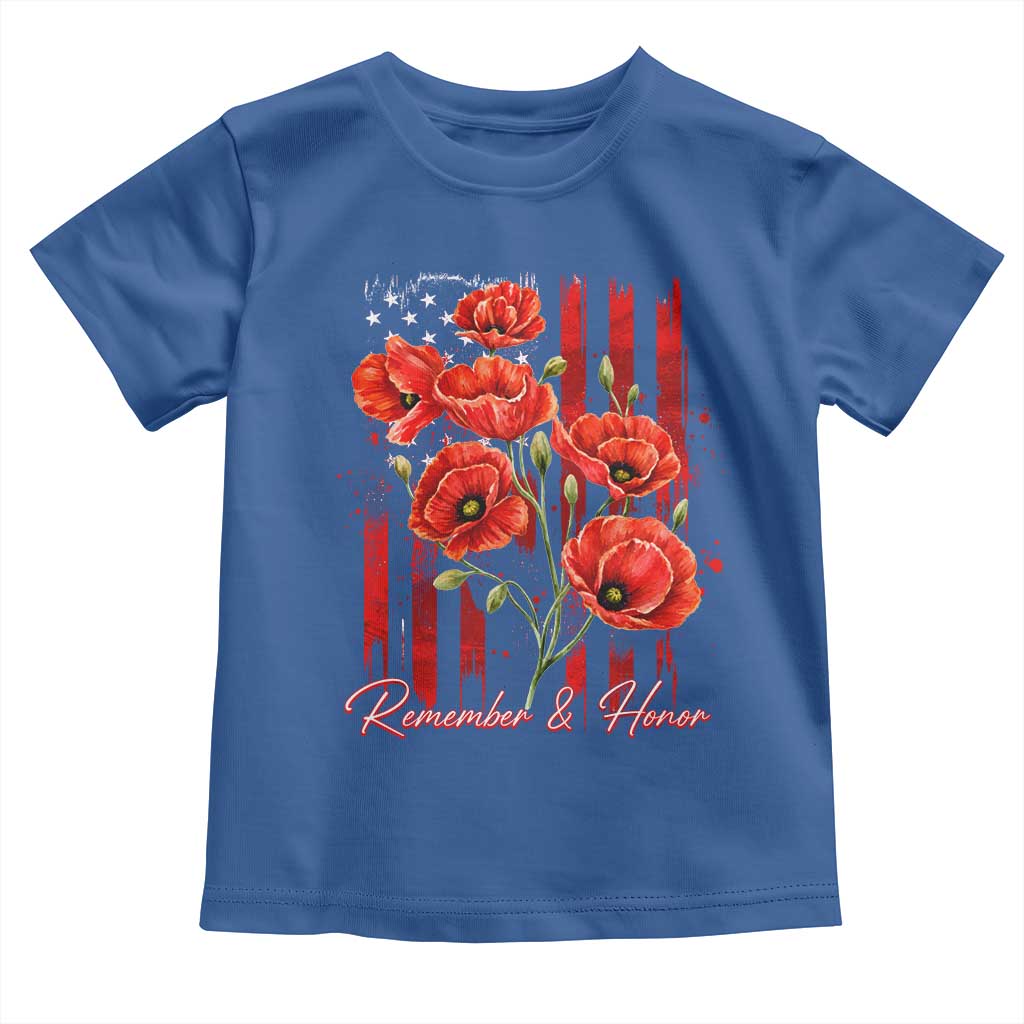 Remember And Honor Memorial Day Toddler T Shirt Red Poppy Flowers