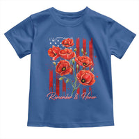 Remember And Honor Memorial Day Toddler T Shirt Red Poppy Flowers