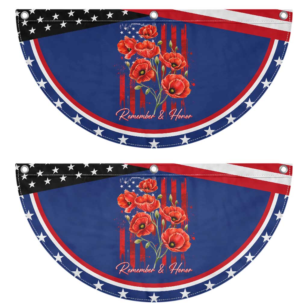 Remember And Honor Memorial Day Patriotic Fan Flag Red Poppy Flowers