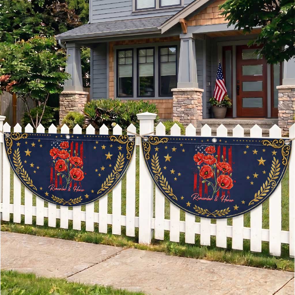 Remember And Honor Memorial Day Patriotic Fan Flag Red Poppy Flowers