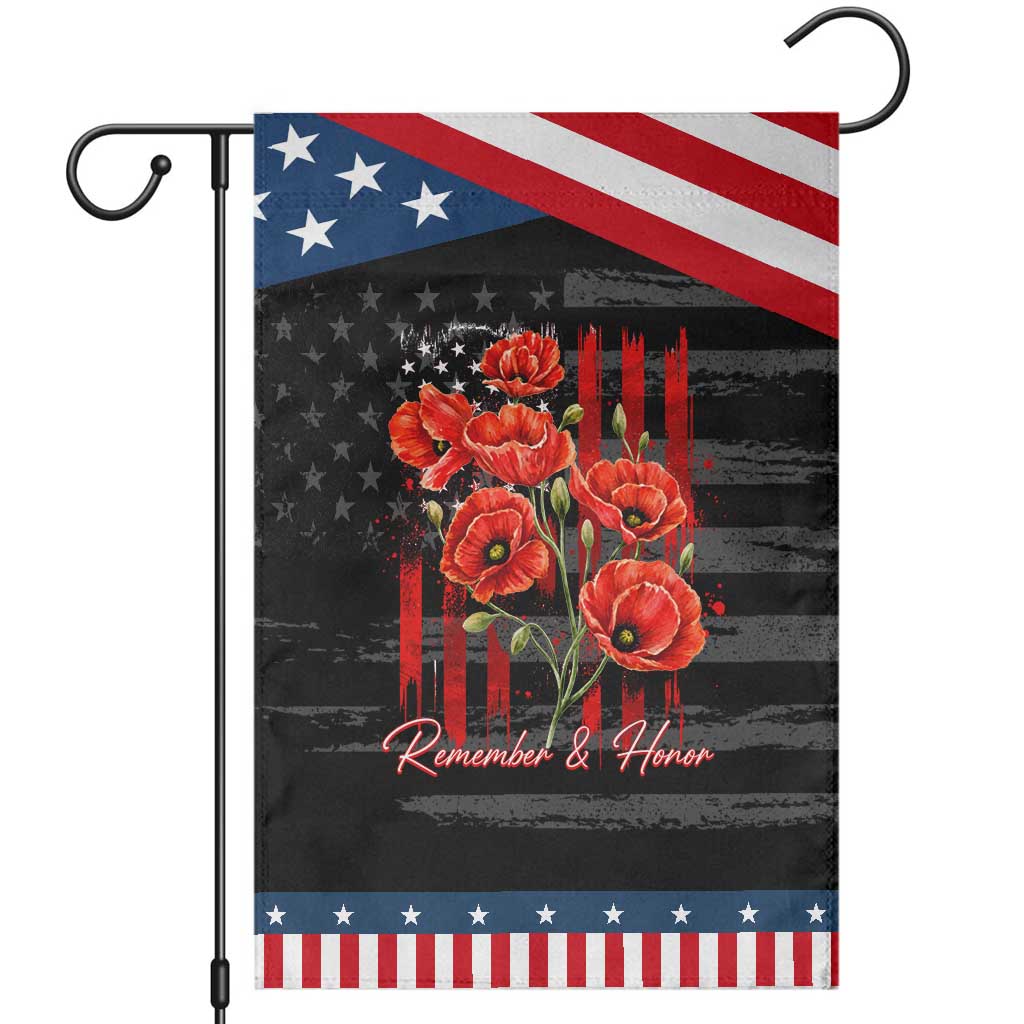 Remember And Honor Memorial Day Patriotic Garden Flag Red Poppy Flowers