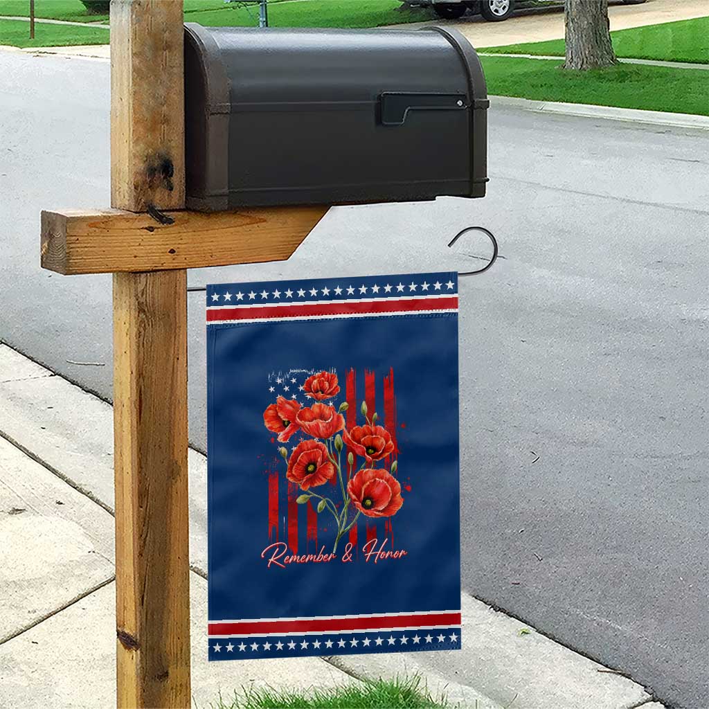 Remember And Honor Memorial Day Patriotic Garden Flag Red Poppy Flowers