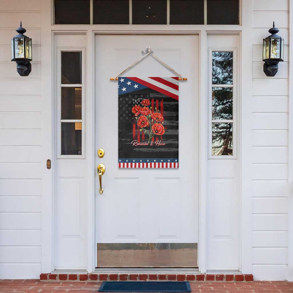 Remember And Honor Memorial Day Patriotic Garden Flag Red Poppy Flowers