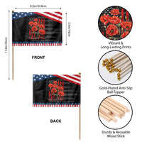 Remember And Honor Memorial Day Patriotic Handheld Flag Red Poppy Flowers