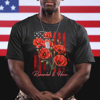 Remember And Honor Memorial Day T Shirt Red Poppy Flowers
