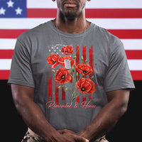 Remember And Honor Memorial Day T Shirt Red Poppy Flowers