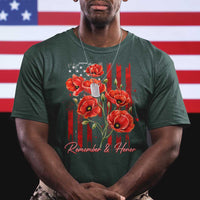Remember And Honor Memorial Day T Shirt Red Poppy Flowers