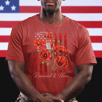 Remember And Honor Memorial Day T Shirt Red Poppy Flowers