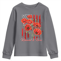 Remember And Honor Memorial Day Youth Sweatshirt Red Poppy Flowers