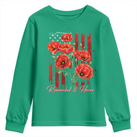Remember And Honor Memorial Day Youth Sweatshirt Red Poppy Flowers