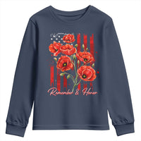 Remember And Honor Memorial Day Youth Sweatshirt Red Poppy Flowers