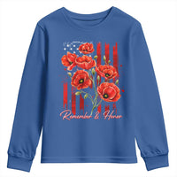 Remember And Honor Memorial Day Youth Sweatshirt Red Poppy Flowers
