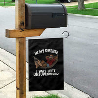 In My Defense I Was Left Unsupervised Funny Bigfoot Garden Flag