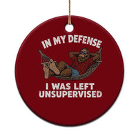 In My Defense I Was Left Unsupervised Funny Bigfoot Ceramic Ornament