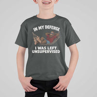 In My Defense I Was Left Unsupervised Funny Bigfoot T Shirt For Kid