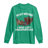 In My Defense I Was Left Unsupervised Funny Bigfoot Long Sleeve Shirt