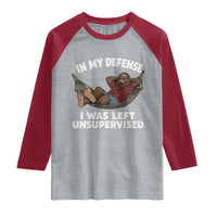 In My Defense I Was Left Unsupervised Funny Bigfoot Raglan Shirt