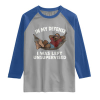 In My Defense I Was Left Unsupervised Funny Bigfoot Raglan Shirt