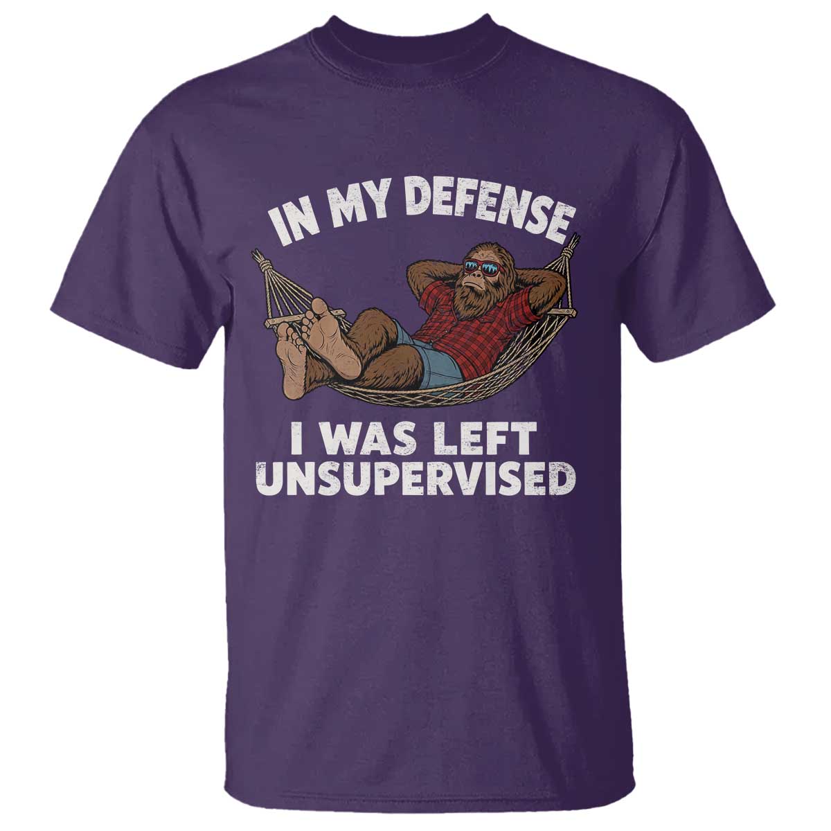 In My Defense I Was Left Unsupervised Funny Bigfoot T Shirt