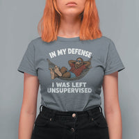 In My Defense I Was Left Unsupervised Funny Bigfoot T Shirt For Women