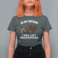 In My Defense I Was Left Unsupervised Funny Bigfoot T Shirt For Women