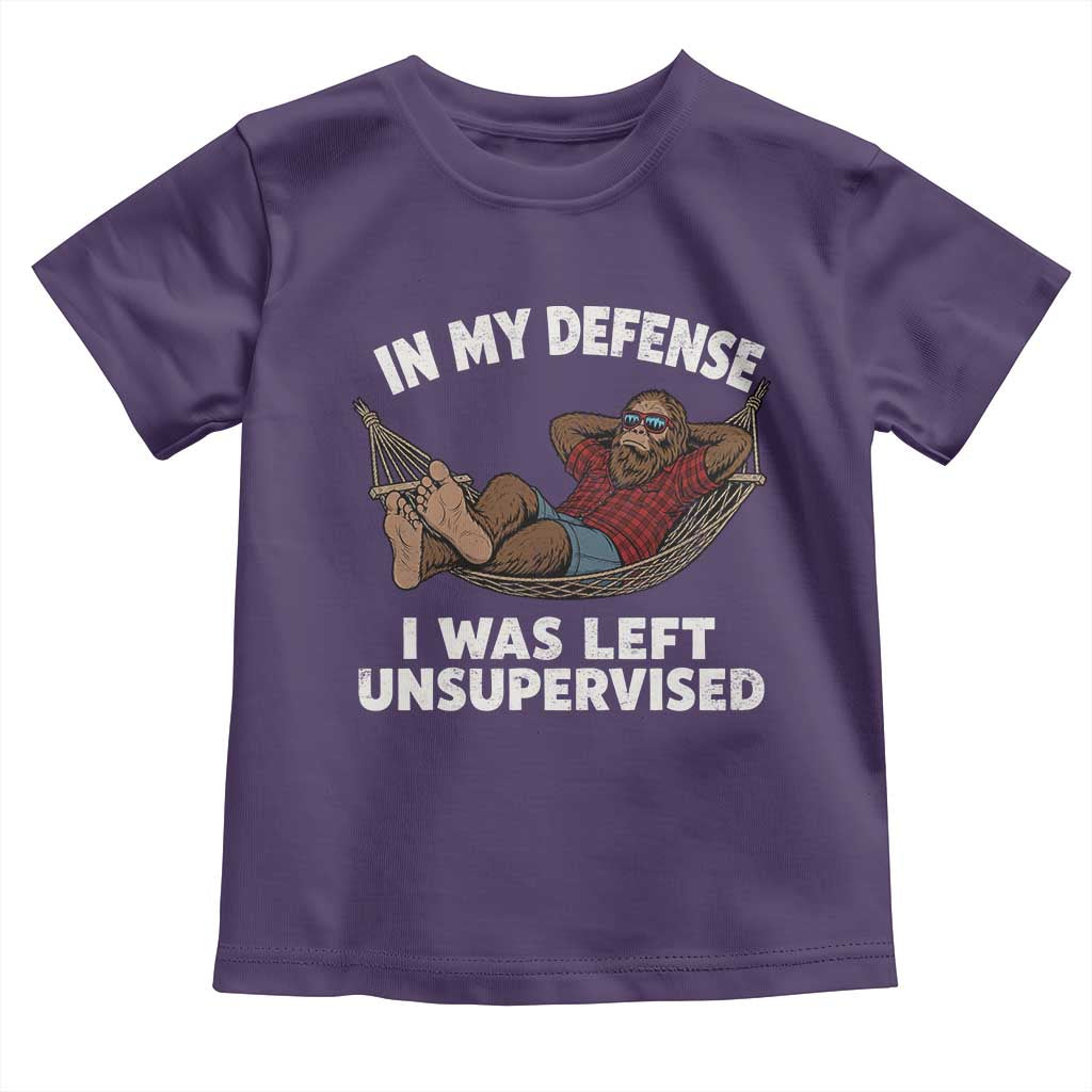 In My Defense I Was Left Unsupervised Funny Bigfoot Toddler T Shirt