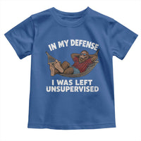 In My Defense I Was Left Unsupervised Funny Bigfoot Toddler T Shirt